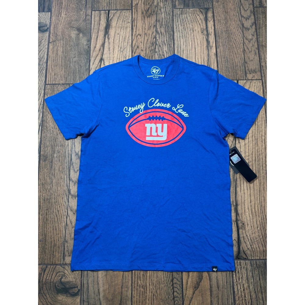 47 Brand Mens Stoney Clover Lane NY‎ Giants Football T Shirt Blue Medium NFL